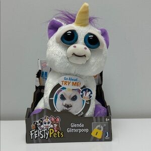 Feisty Pets 2015 9" Unicorn Glenda Glitterpoop White Plush Toy NEW with …